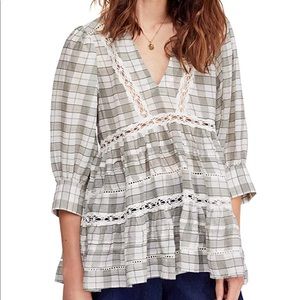 NWT Free People women’s Time Out Lace Boho Tunic Top Blouse Shirt NEW L